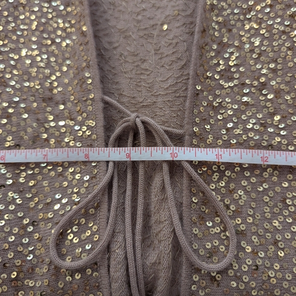 LaRok Gold Sequin Sweater Batwing Cardigan, Size Small - Picture 13 of 15